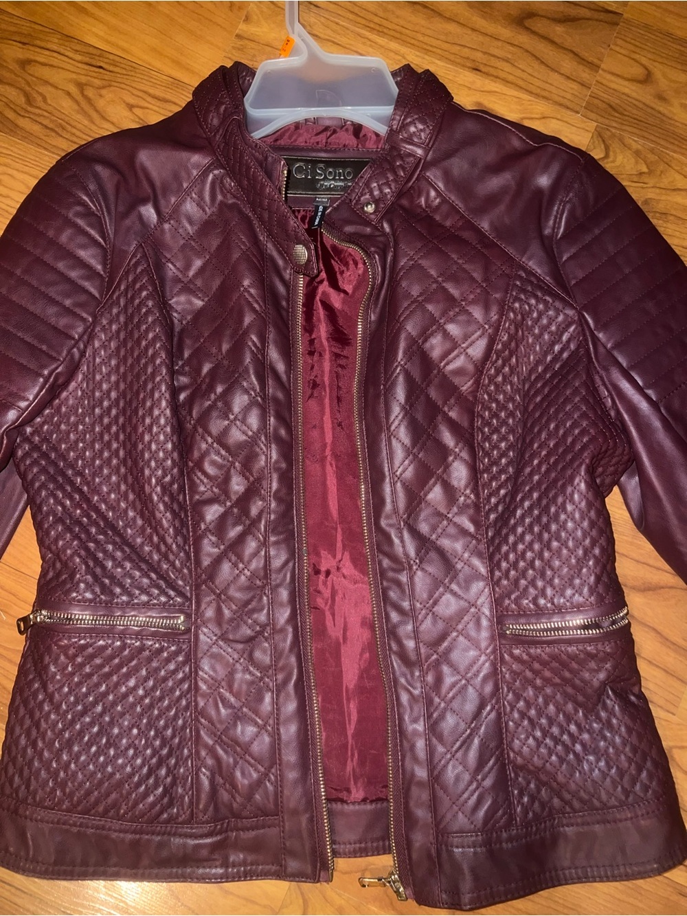 Cavalini Quilted Faux Leather Jacket - Deep Wine